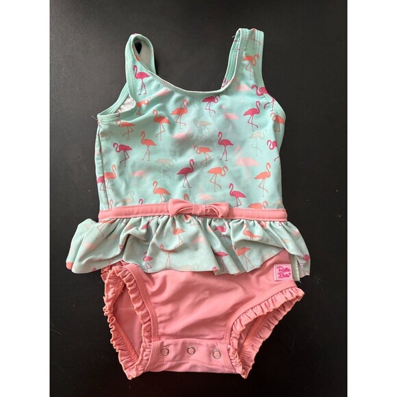 RuffleButts Other - Ruffle Butts Baby Girl Flamingo Swimsuit One Piece 12-18M Mint Pink
